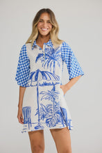 Load image into Gallery viewer, Zaria Dress – Blue Check with Villa Print