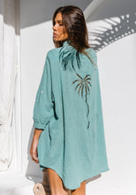 Load image into Gallery viewer, Palm Shirt Dress Sea Green - PRE ORDER
