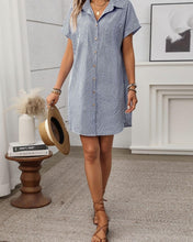 Load image into Gallery viewer, Navy Stripe Shirt Dress