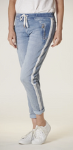Load image into Gallery viewer, Denim Jogger Silver Trim Light Wash
