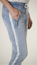 Load image into Gallery viewer, Denim Jogger Silver Trim Light Wash