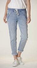 Load image into Gallery viewer, Denim Jogger Silver Trim Light Wash
