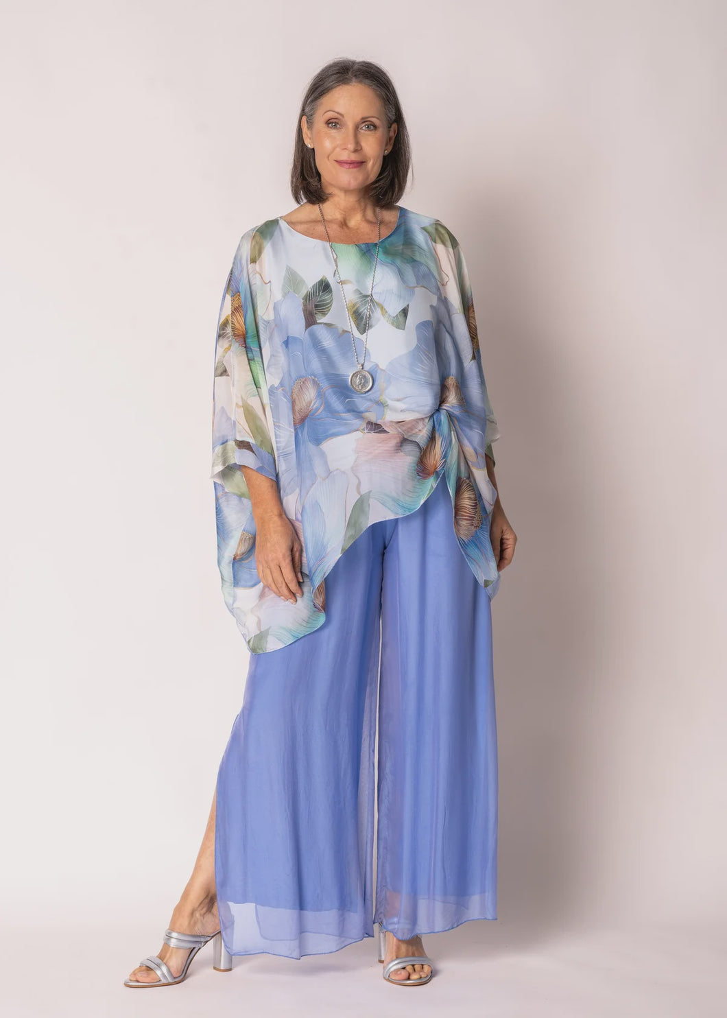 Gia Silk Pants Positano Blue