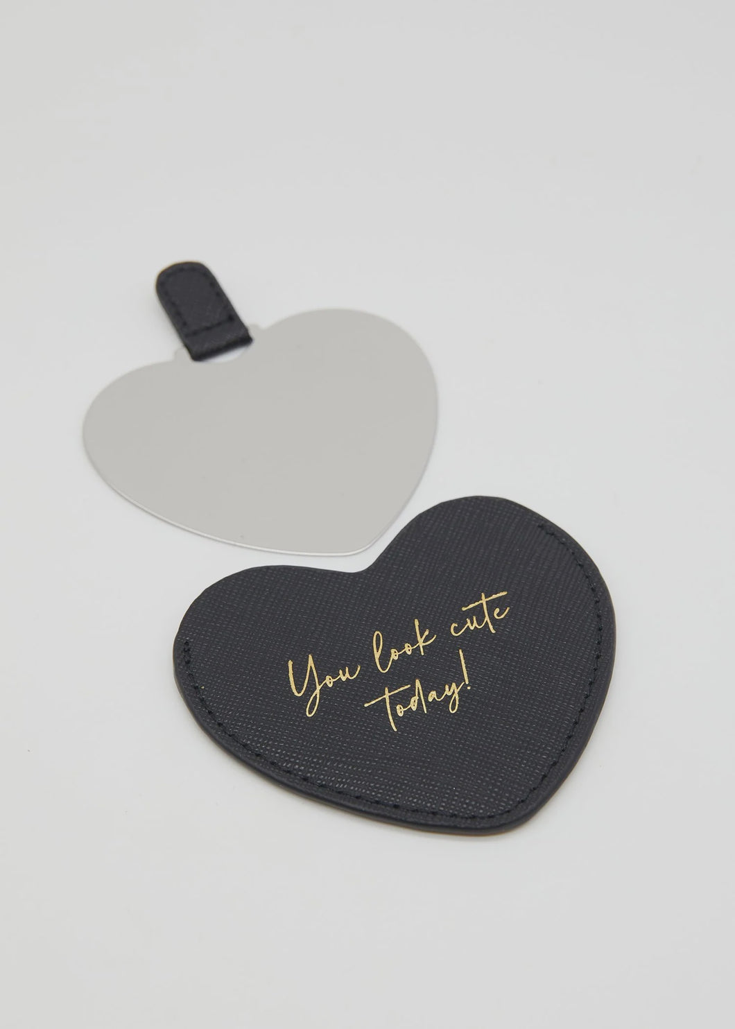 Compact Heart Mirror Black