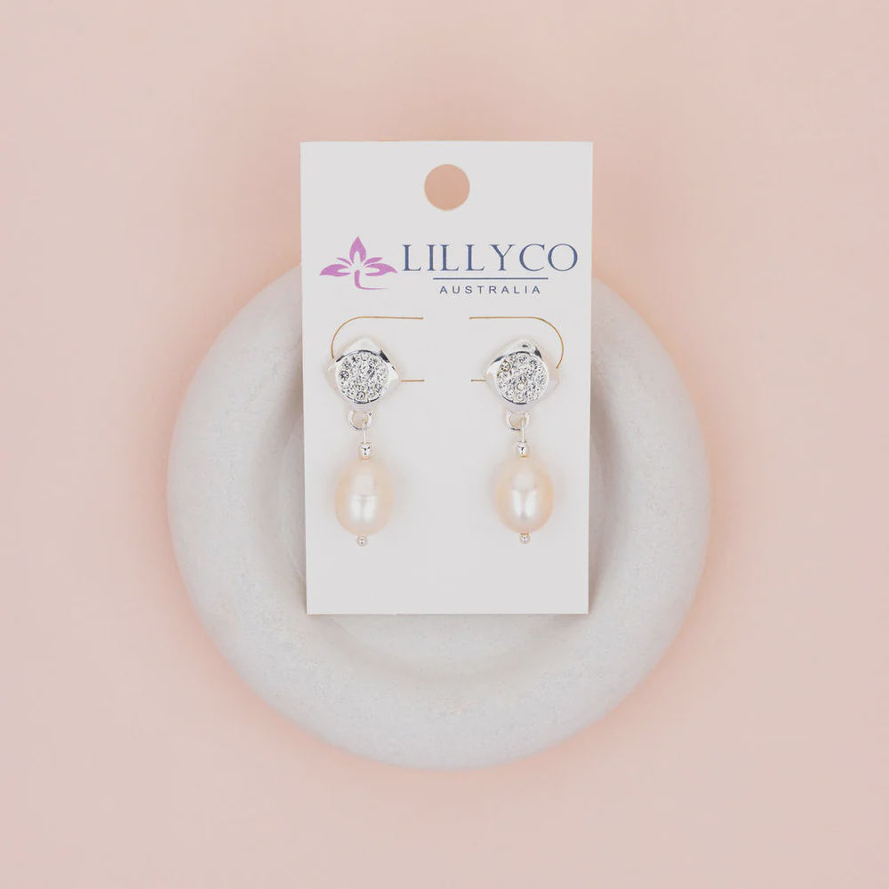 Silver Crystal & Pearl Earring