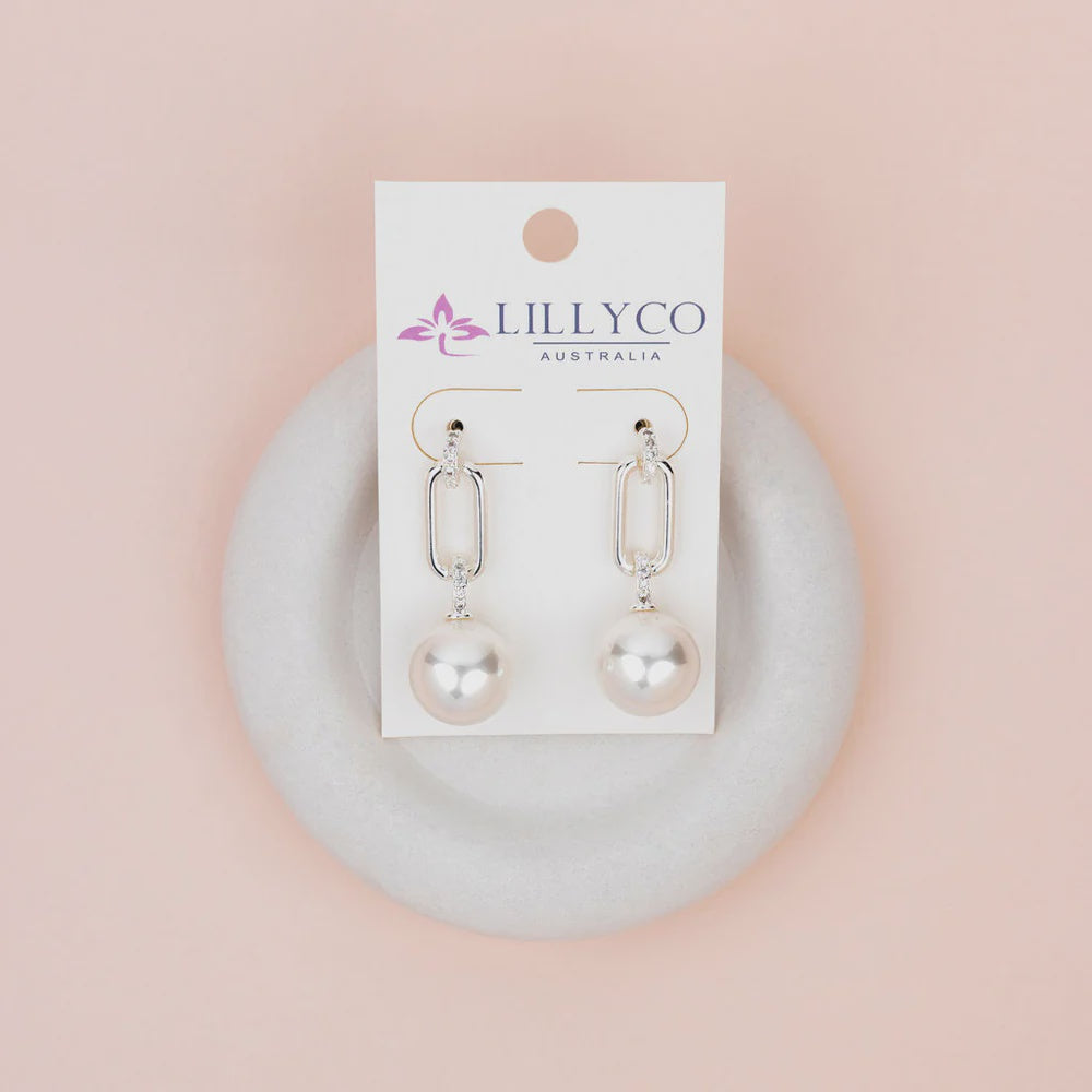 Silver with Crystal & Pearl Earrings