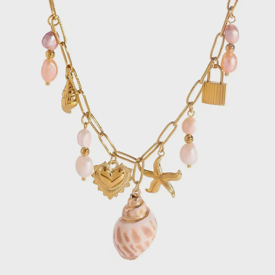 Charm Necklace Pearl & Shells
