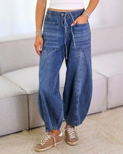Load image into Gallery viewer, Dark Denim Barrel Jeans
