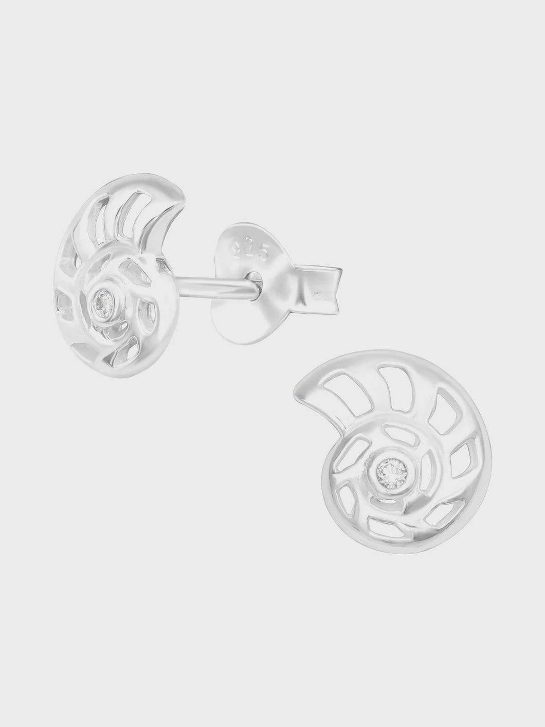 Silver Shell Stud CZ