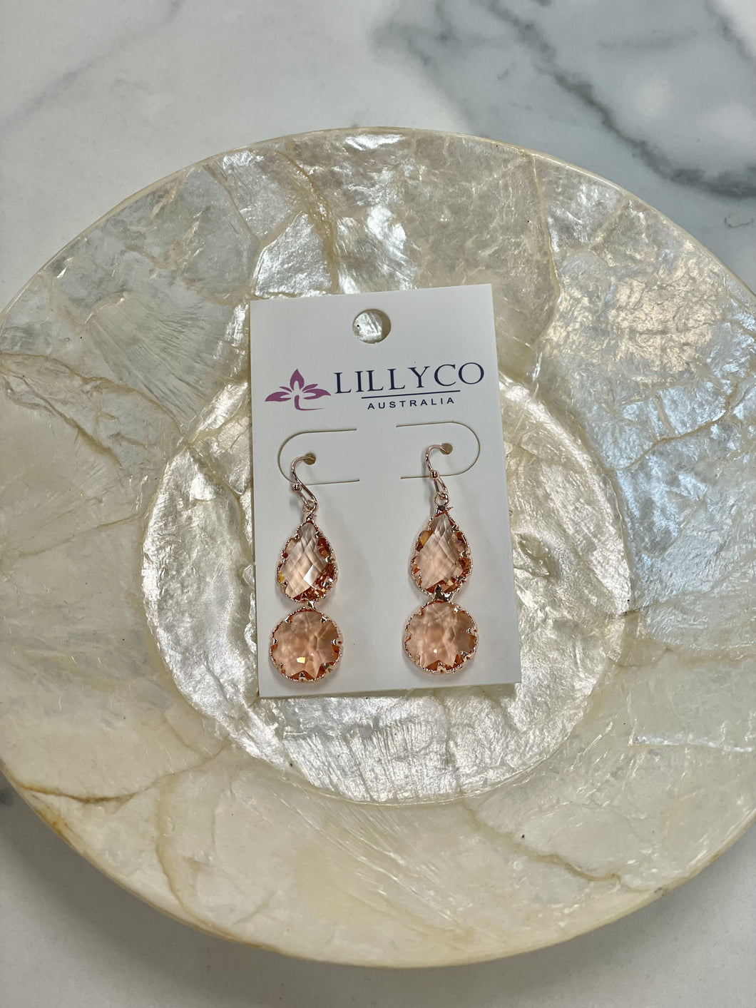 Rose Gold Pink Crystal Earring