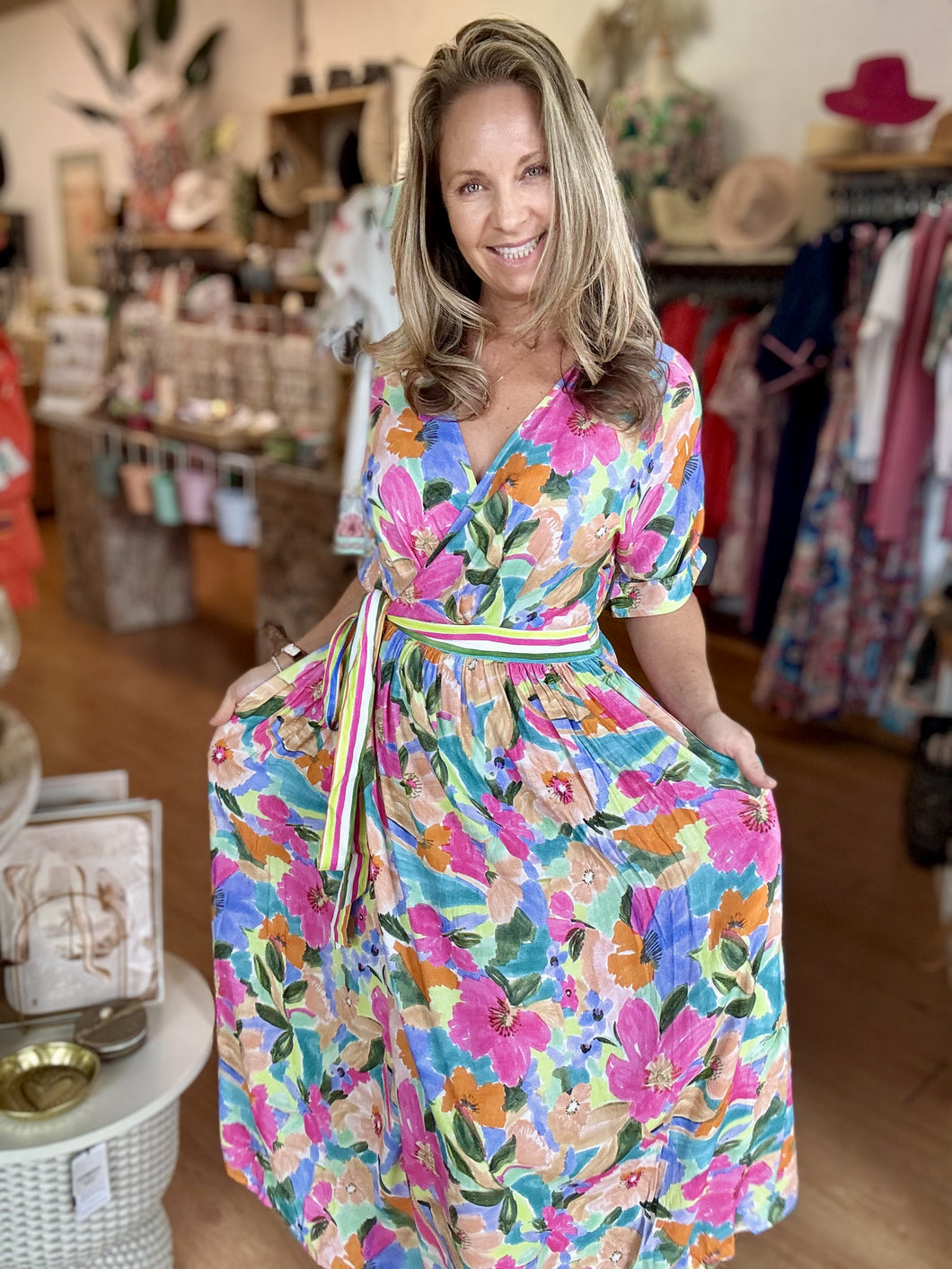 Darla Wrap Dress Electric Bloom