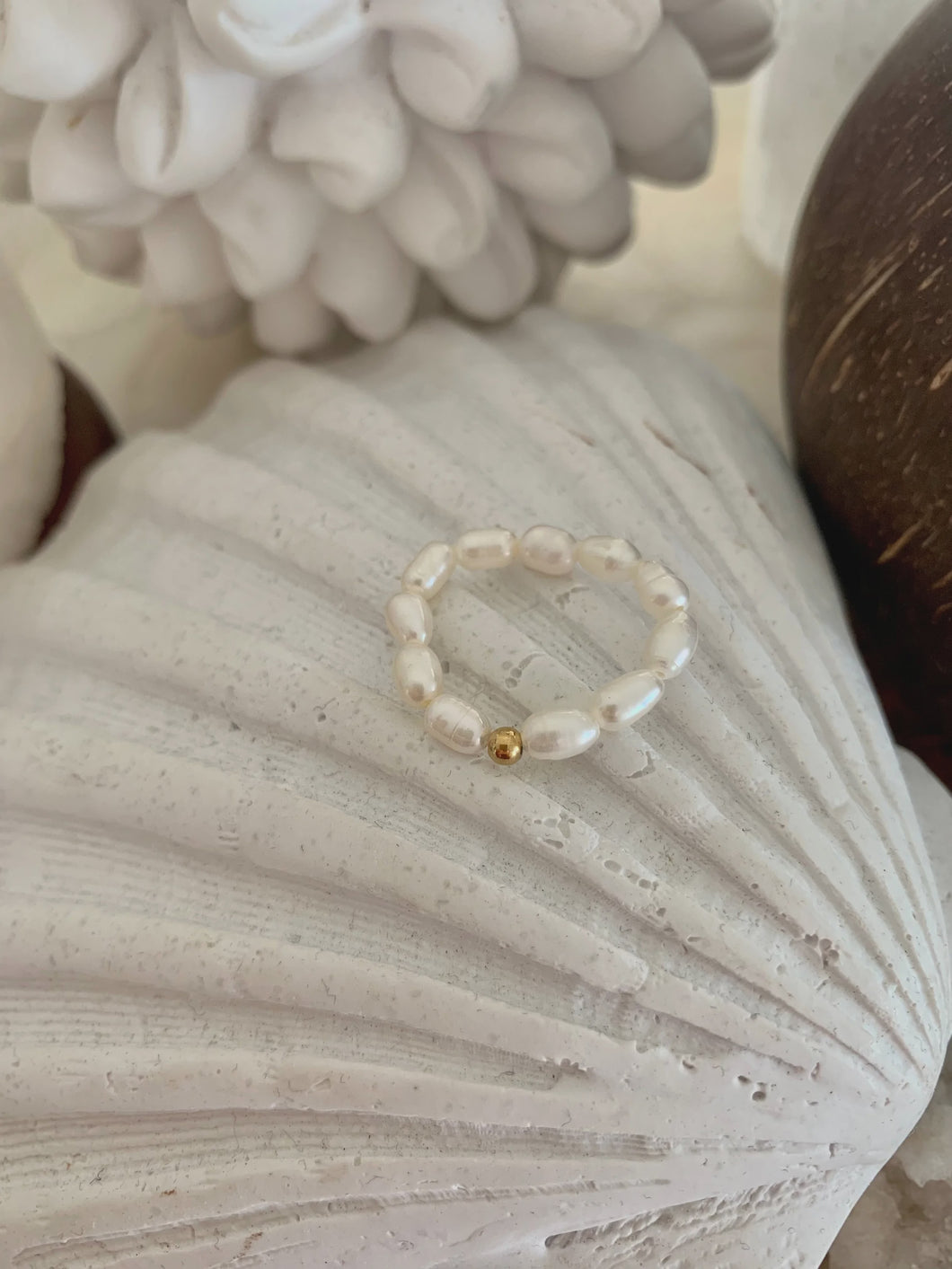 Pearl Ring Gold Bead