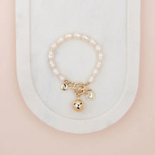 Load image into Gallery viewer, LIMITED EDITION | Light Gold Ball Pendant on Freshwater Pearls Bracelet
