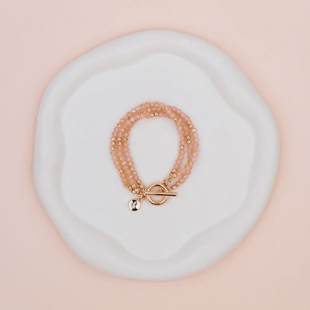 Rose Gold & Pink Quartz 3 Strand Bracelet