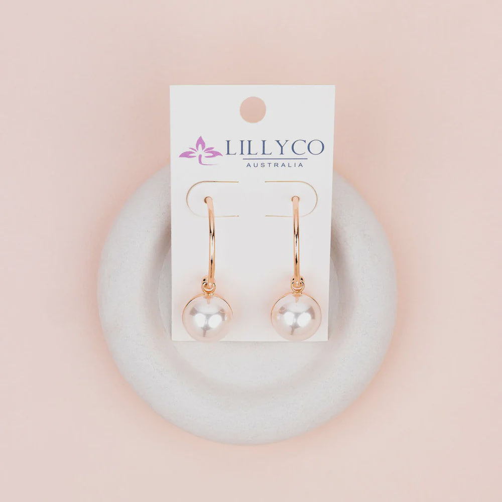 Rose Gold Reversible Pearl & Metal Earrings
