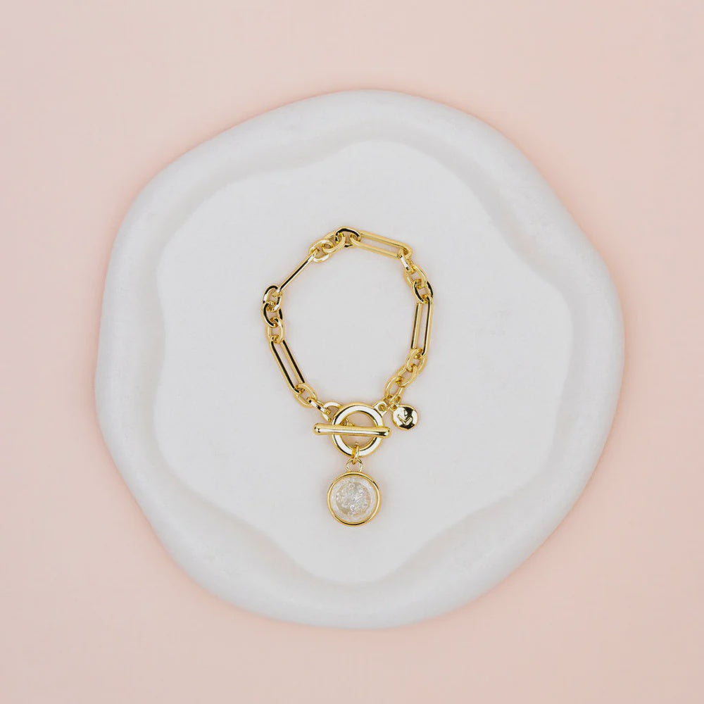 Yellow Gold Lots of Crystal Pendant Bracelet