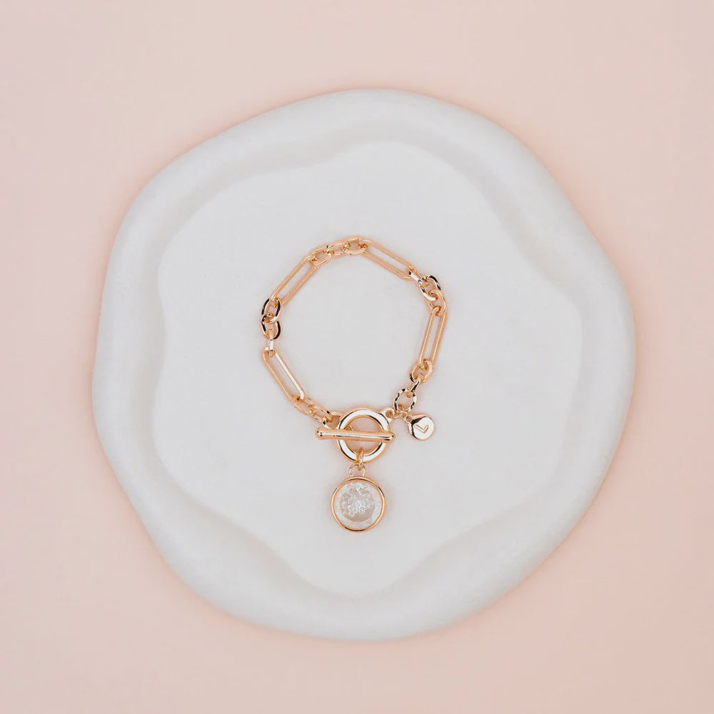 Rose Gold Lots of Crystal Pendant Bracelet