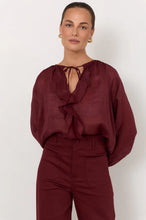 Load image into Gallery viewer, Lucy Patch Pocket Denim Pant Burgundy
