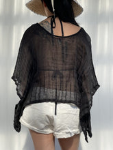 Load image into Gallery viewer, Mesh Linen Poncho Black
