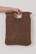 Load image into Gallery viewer, Paper Weave with Bamboo Handle Tote Chocolate
