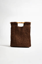 Load image into Gallery viewer, Paper Weave with Bamboo Handle Tote Chocolate
