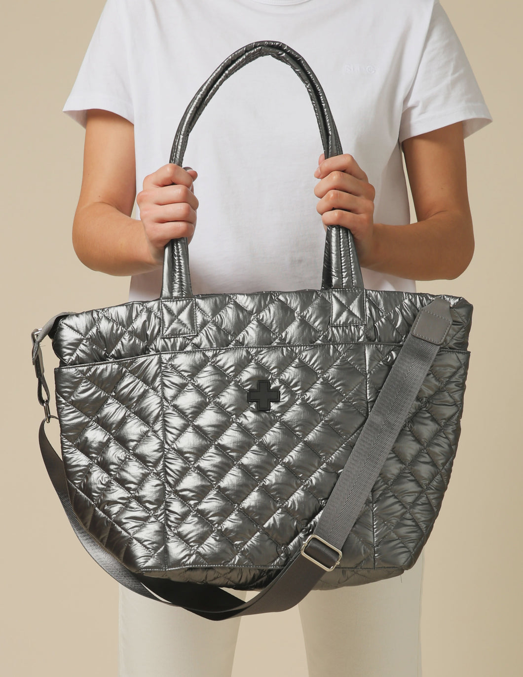 Overnight Quilted Bag Gunmetal