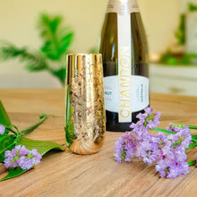Load image into Gallery viewer, Floral print Gold Champagne Flutes
