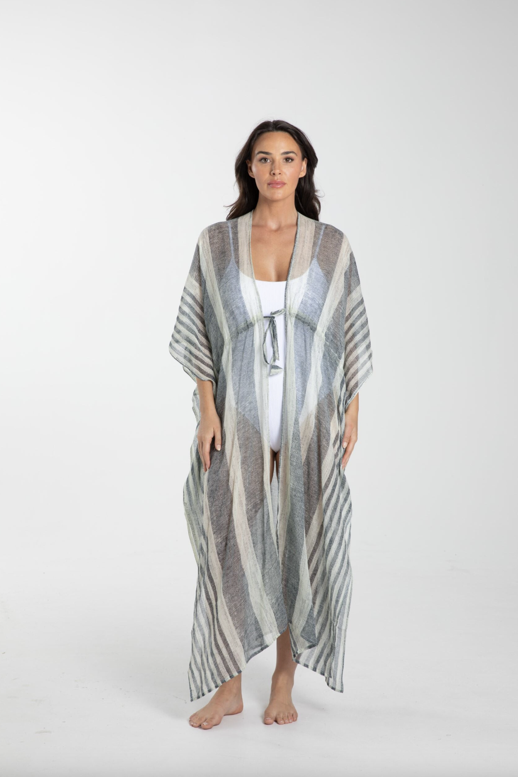 Asta Long Kaftan Stripe Black