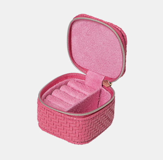 Mini Jewellery Cube - Herringbone Raspberry