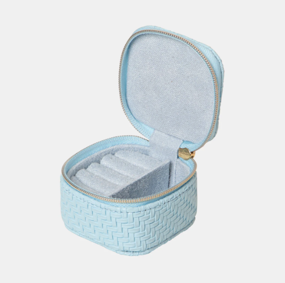 Mini Jewellery Cube - Herringbone Bluebell