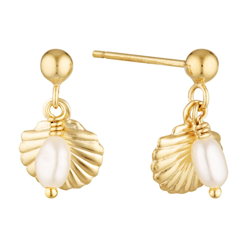 Seaside Gold Freshwater Pearl and Shell Drop