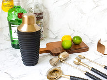 Load image into Gallery viewer, Leather &amp; Brass Cocktail Shaker
