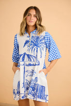 Load image into Gallery viewer, Zaria Dress – Blue Check with Villa Print
