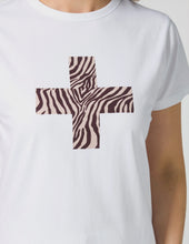 Load image into Gallery viewer, PRE SALE Ace Tee Merlot Zebra Cross - White
