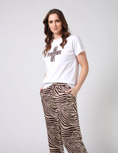 Load image into Gallery viewer, PRE SALE Ace Tee Merlot Zebra Cross - White
