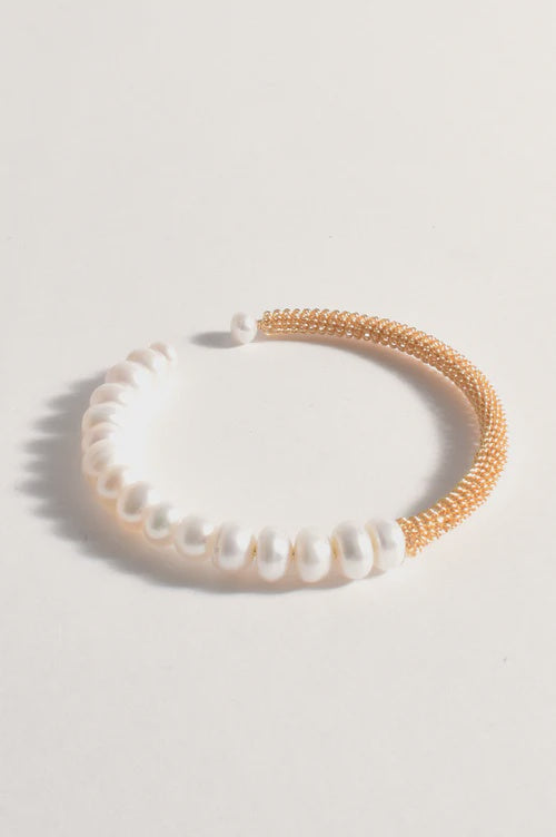 Beaded Freshwater Pearl Bracelet Gold/Cream