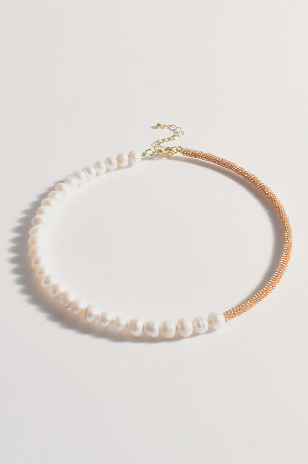 Beaded Freshwater Pearl Necklace Gold/Cream