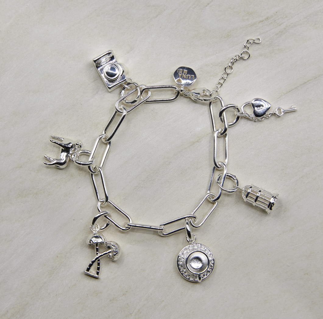 Chunky Paperclip Charm Bracelet Silver