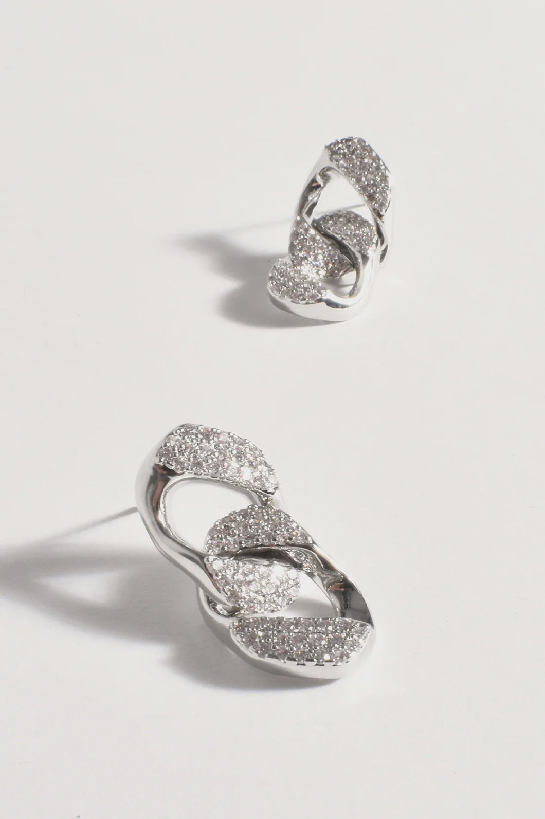 Diamante Chain Link Earrings Silver