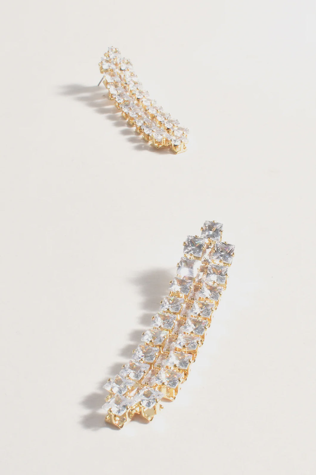 Diamante Panel Drop Earring Crystal/Gold