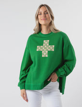 Load image into Gallery viewer, Emerald Houndstooth Cross Sweater
