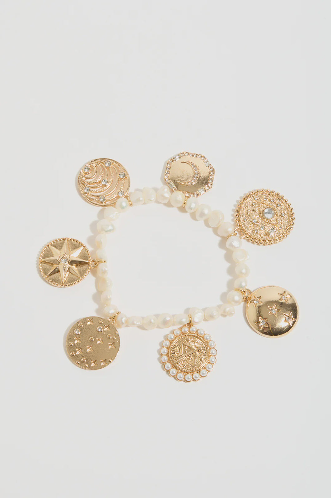 Freshwater Pearl Charm Bracelet Gold