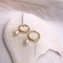 Load image into Gallery viewer, Ivory Pearl Hoop Earrings
