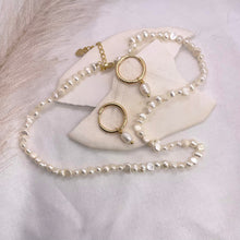Load image into Gallery viewer, Ivory Pearl Hoop Earrings

