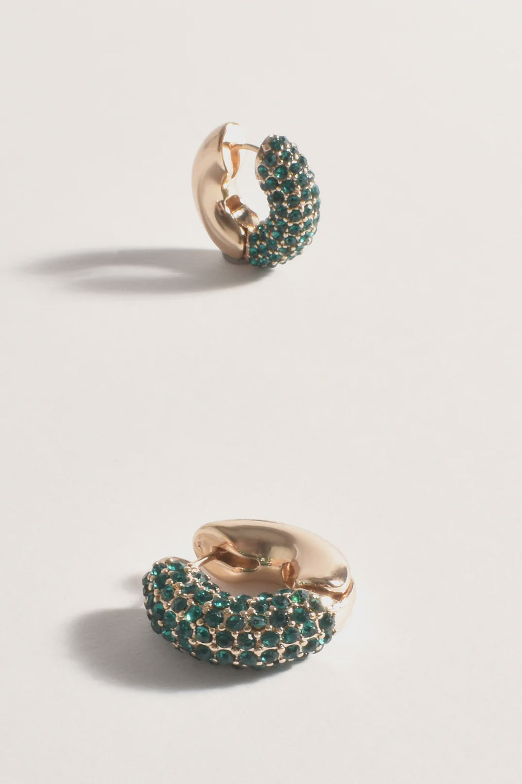 Jewelled Mini Hoops Green/Gold