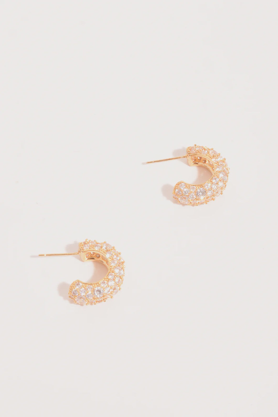 Mini Diamante Hoop Earrings Gold