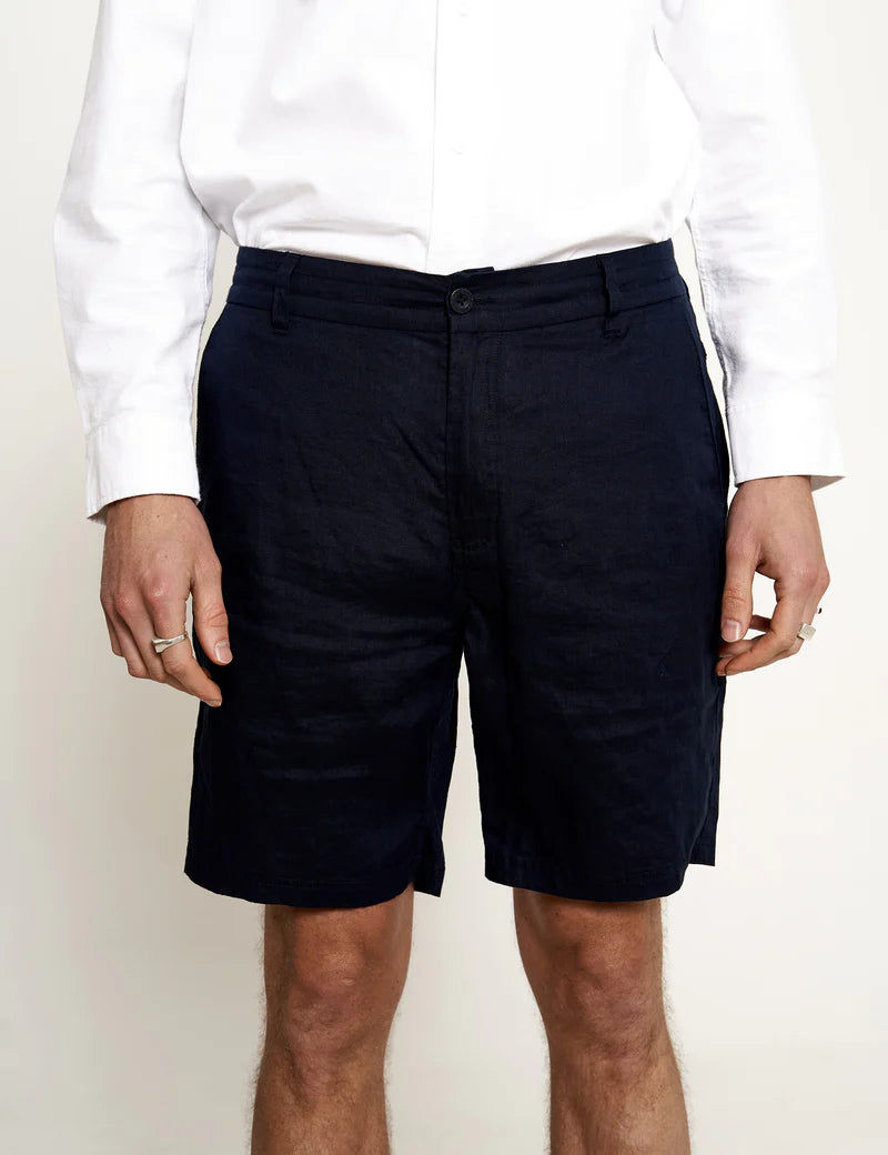 Tanner Navy Linen Shorts