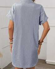 Load image into Gallery viewer, Navy Stripe Shirt Dress

