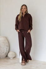 Load image into Gallery viewer, Off Duty Stripe Sweat Pant Chocolate
