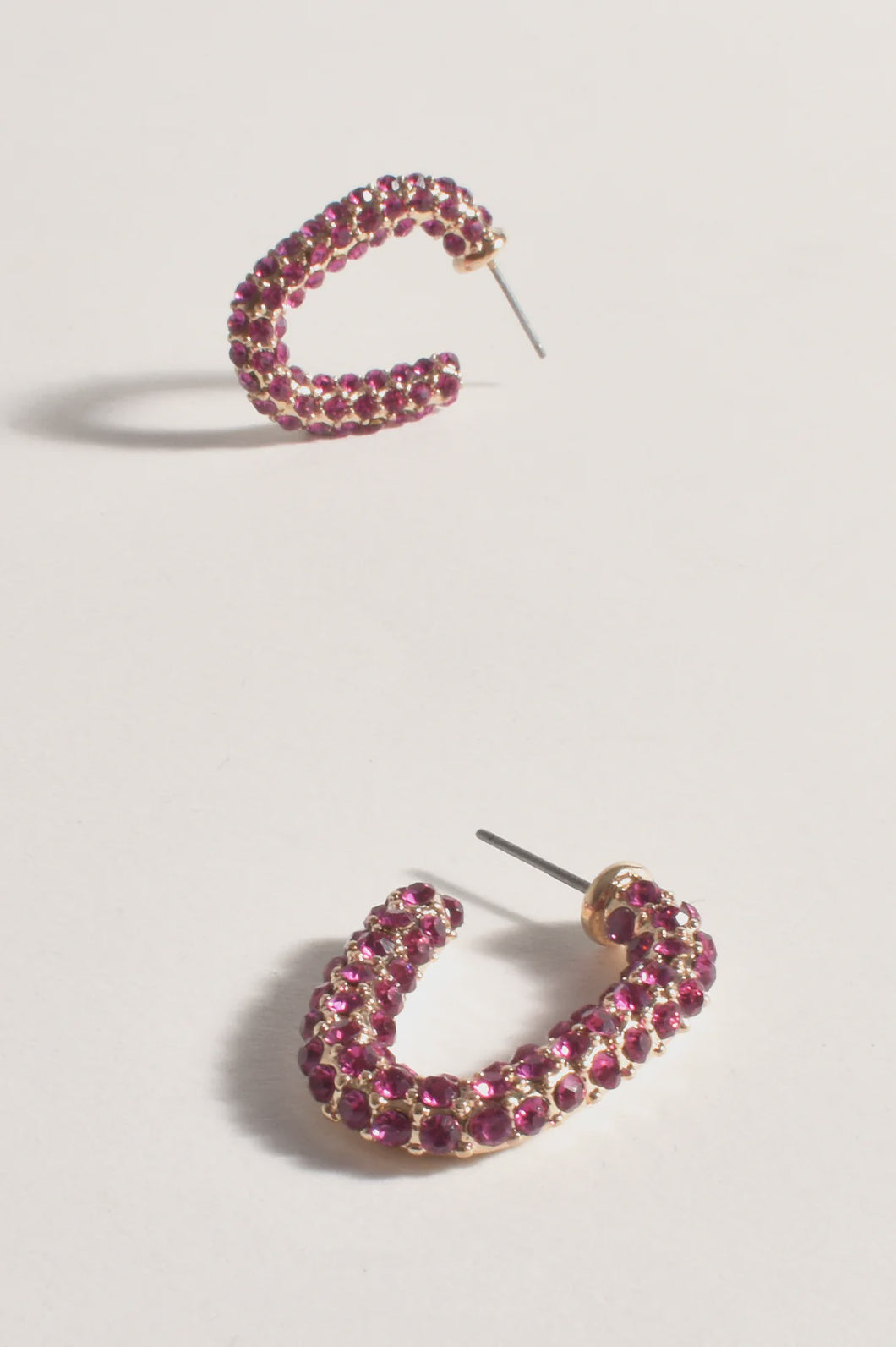 Oval Diamante Hoops Pink